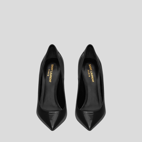 🆕 👠 SAINT LAURENT OPYUM PUMPS IN PATENT LEATHER WITH GOLD-TONE HEEL..SIZE: 37 - Picture 5 of 5